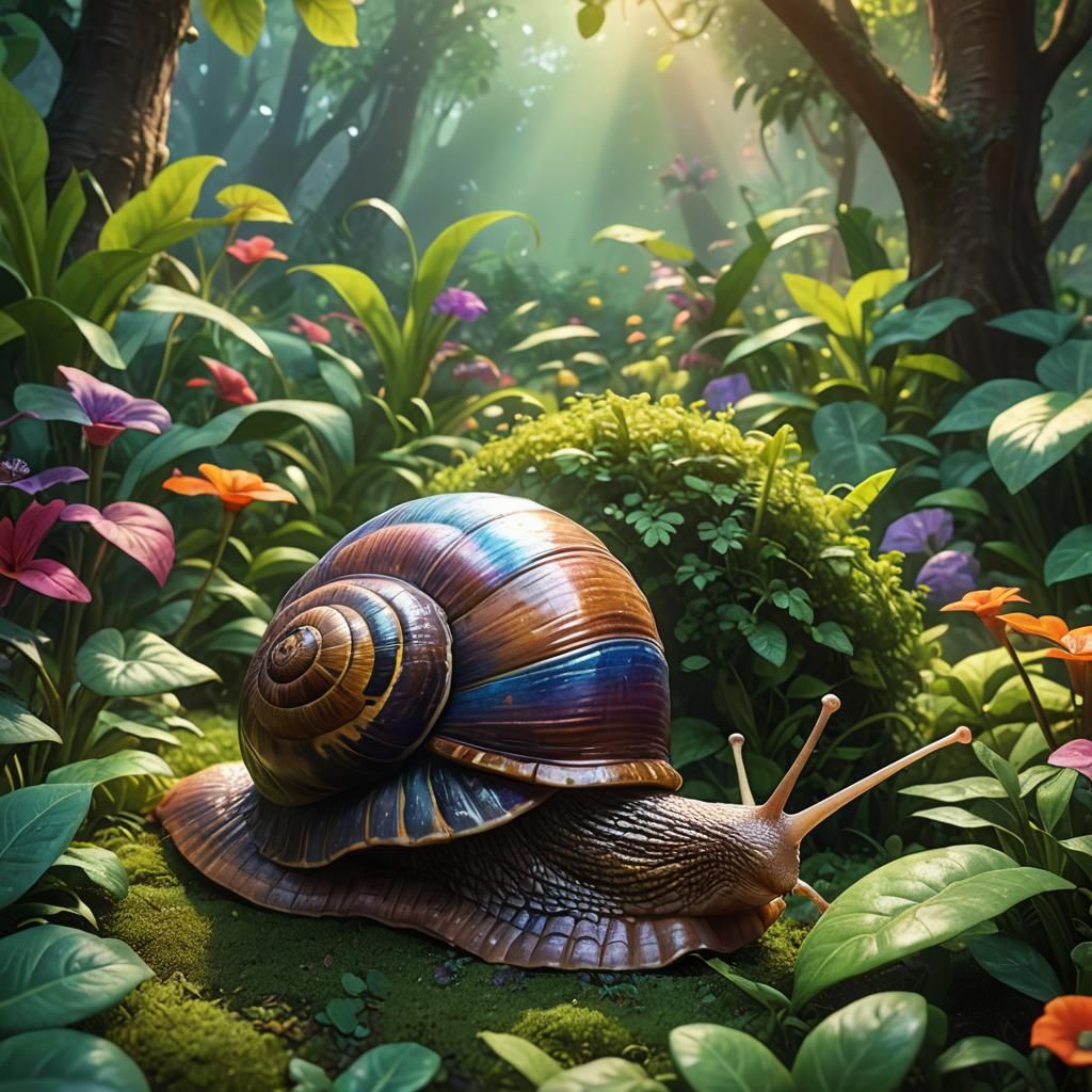Giant African Land Snail in Garden: Pixar Concept Art