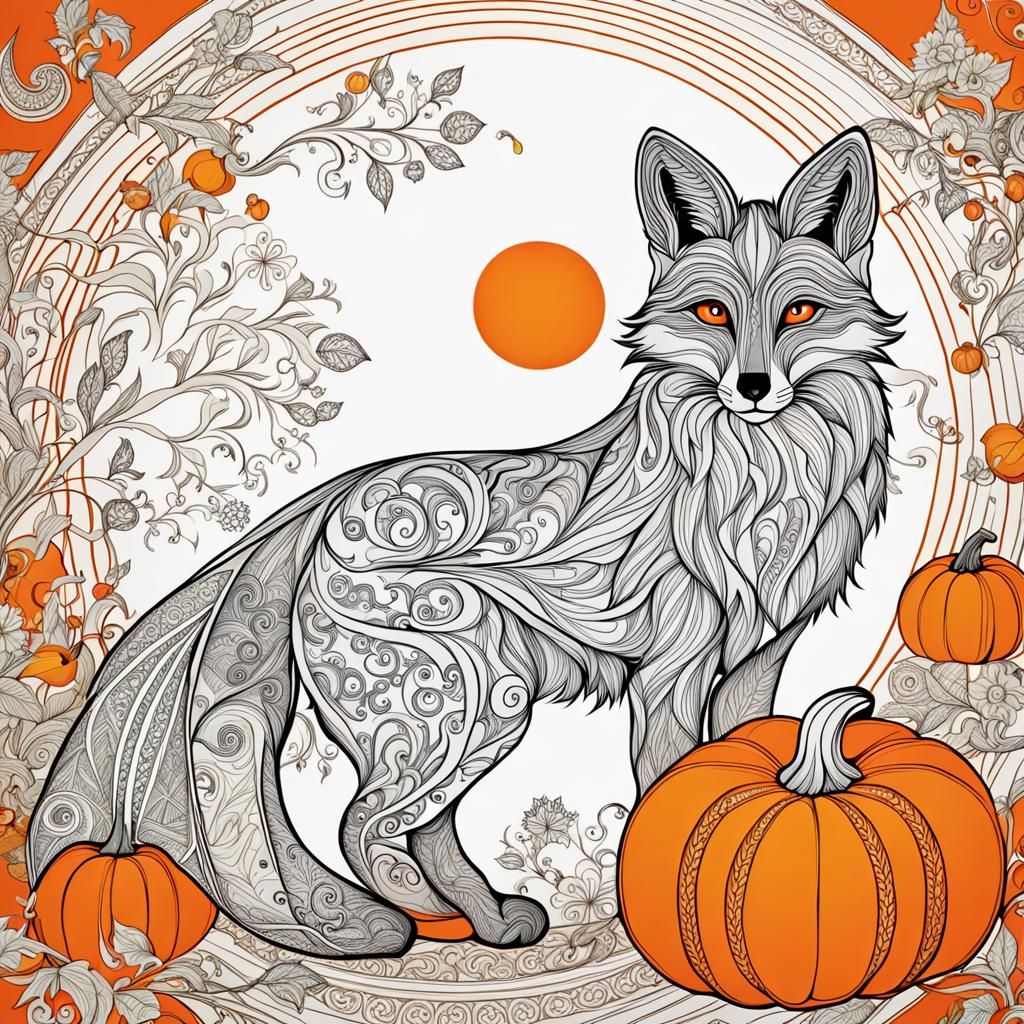 Filigree Fox Living in a Pumpkin