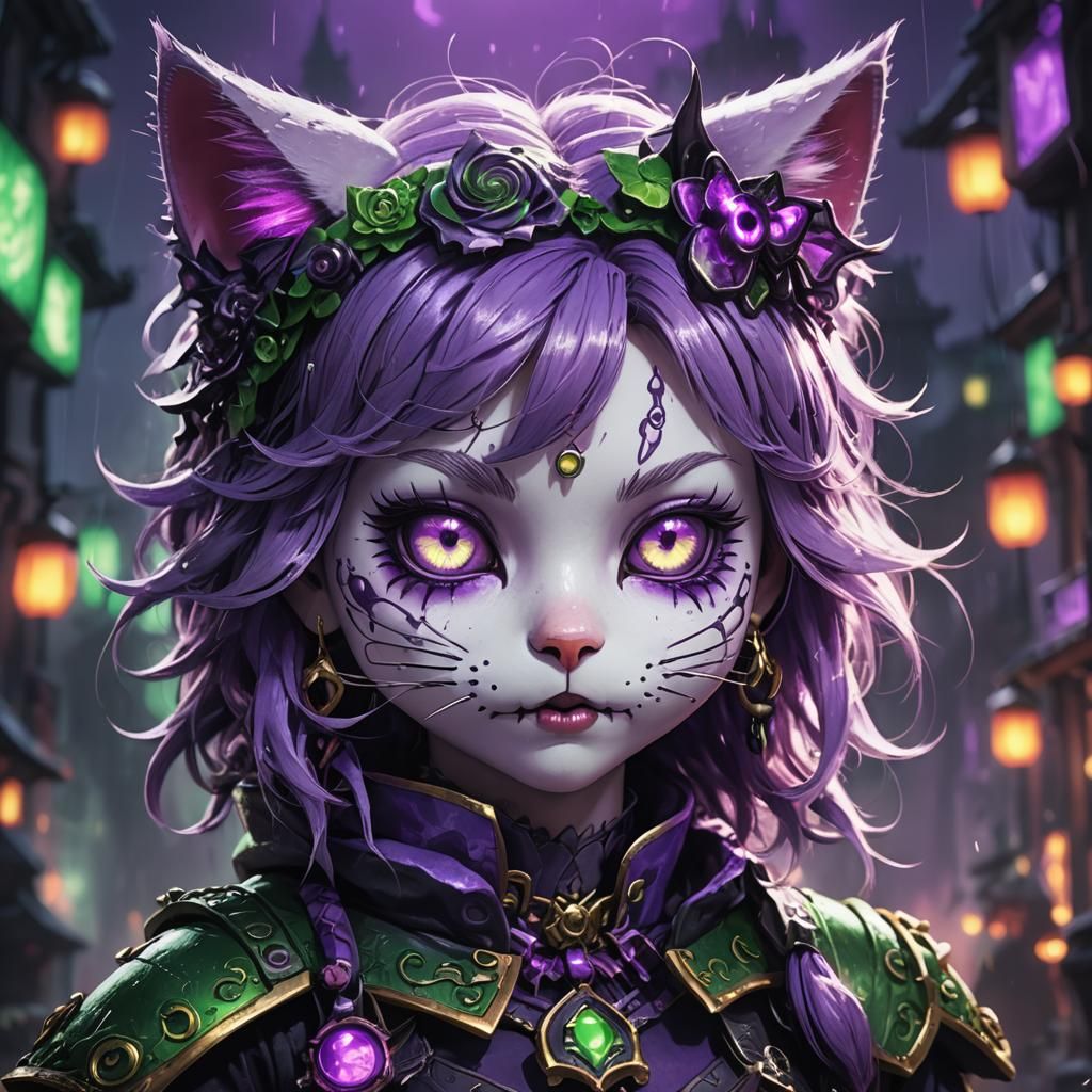 Halloween Hello Kitty Villain in Anime Style