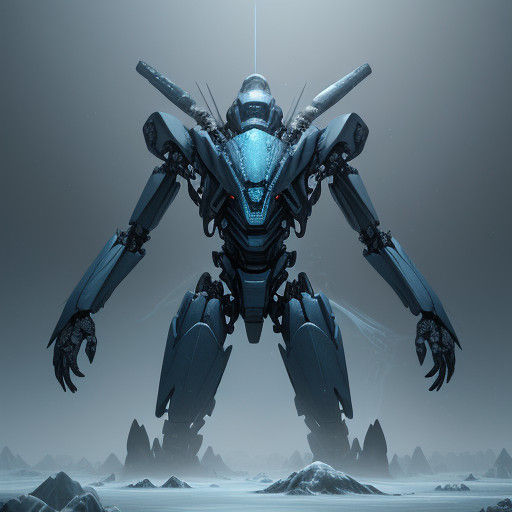 Gigantic Frost-Covered Automaton Stands Still in Hyper-Reali...