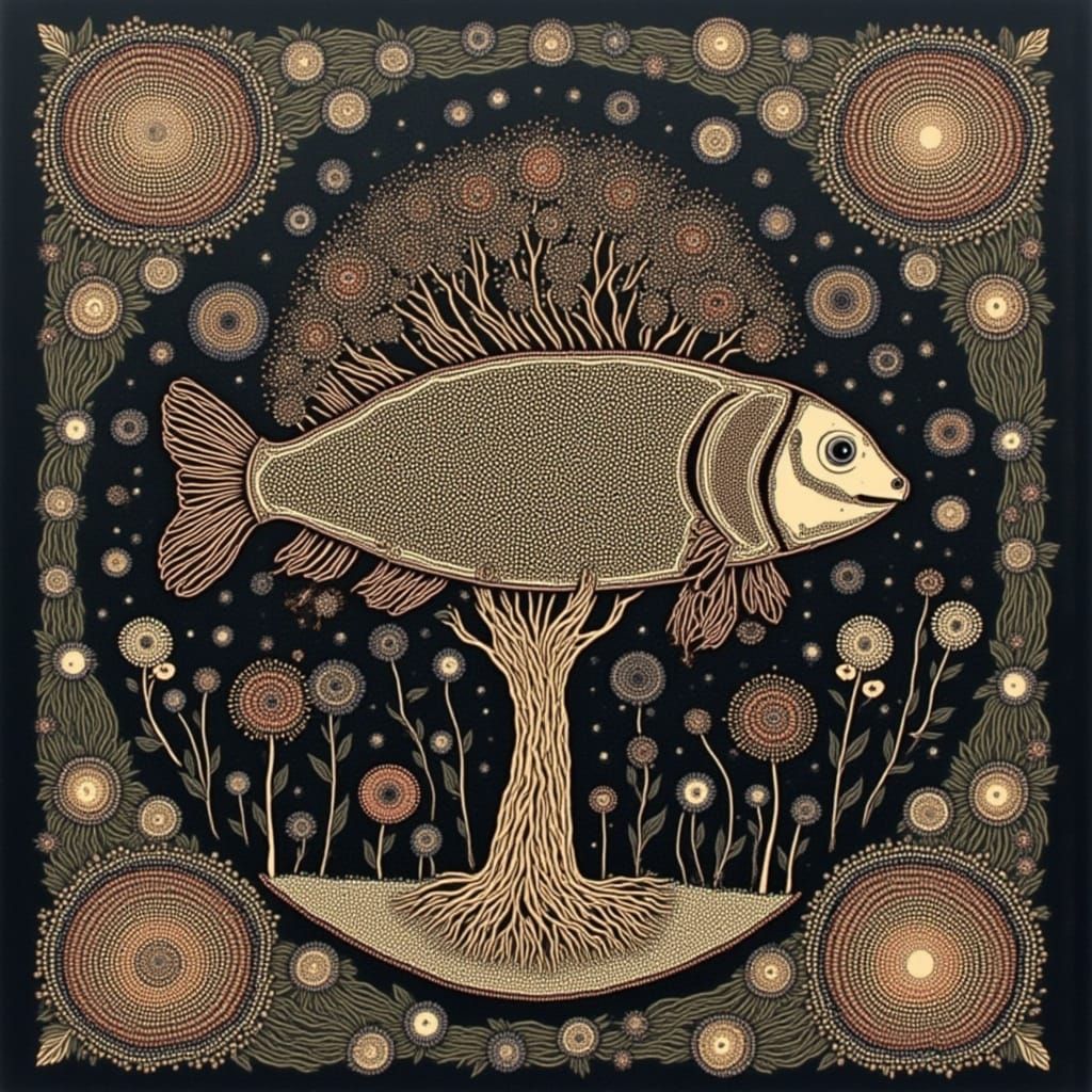 Ancient Tribal Warrior in Nightmare Landscape