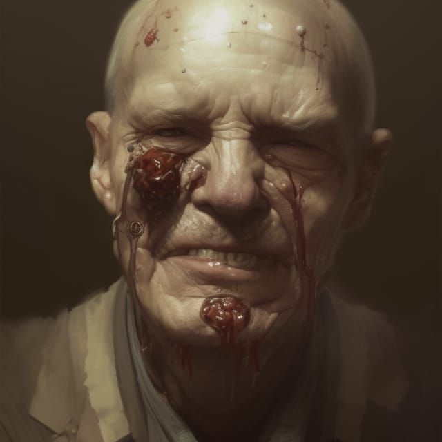 Plague-Ridden Man Portrait in Hyperdetailed Style