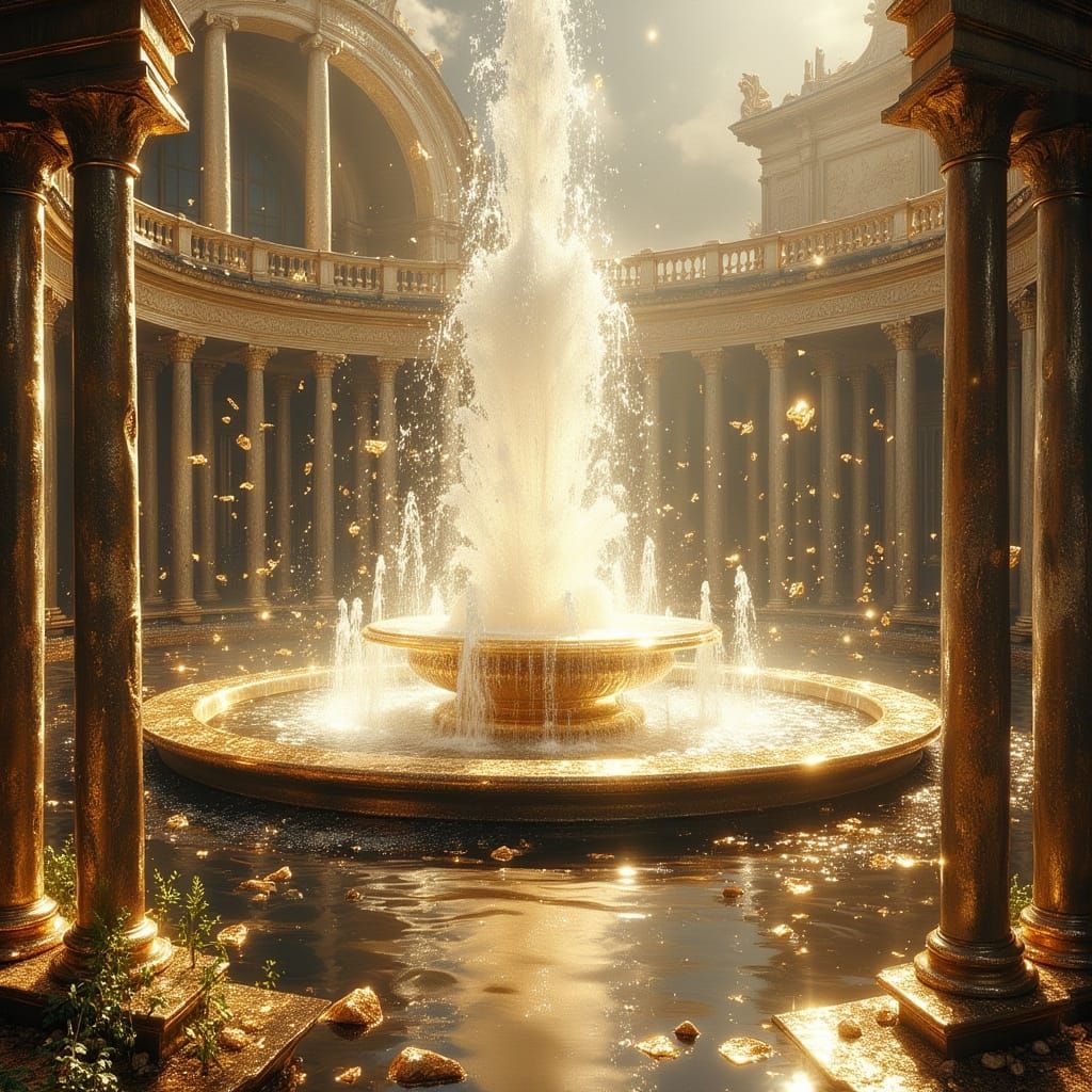 Ancient Fountain Eruption in Romantic Style