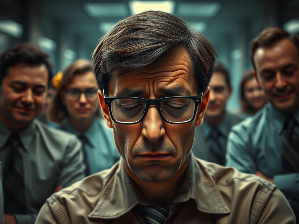 Worried Office Worker in Edward Hopper Style