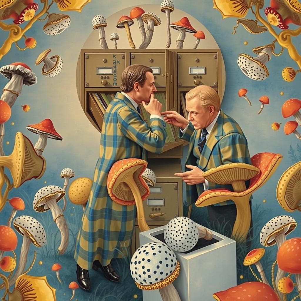 Porcelain Bureaucrats Count Mushrooms in Expressionist Lands...