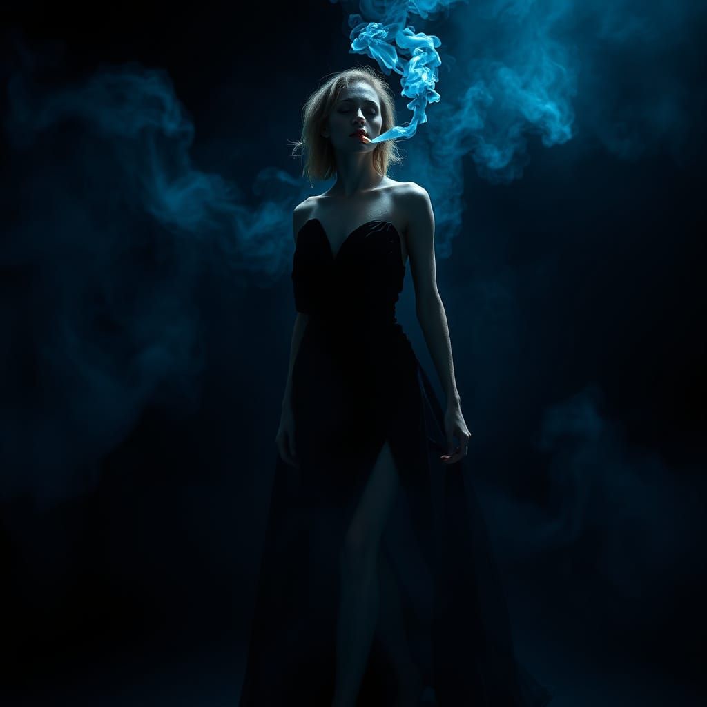 Mysterious Woman in Midnight Elegance