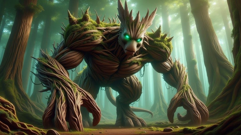 Ethereal Animated Treant in a Fantasy Landscape