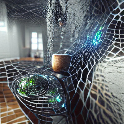 Dew-Kissed Spiderweb: A Delicate Morning Scene
