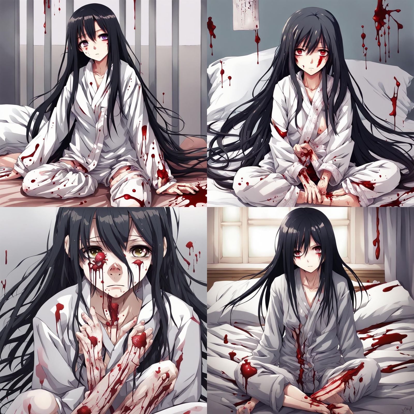 Anime Girl with Bandages in Manga Style