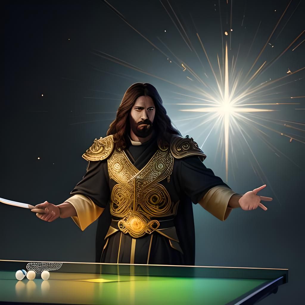 Jesus Ping Pong Match: Fantasy Concept Art
