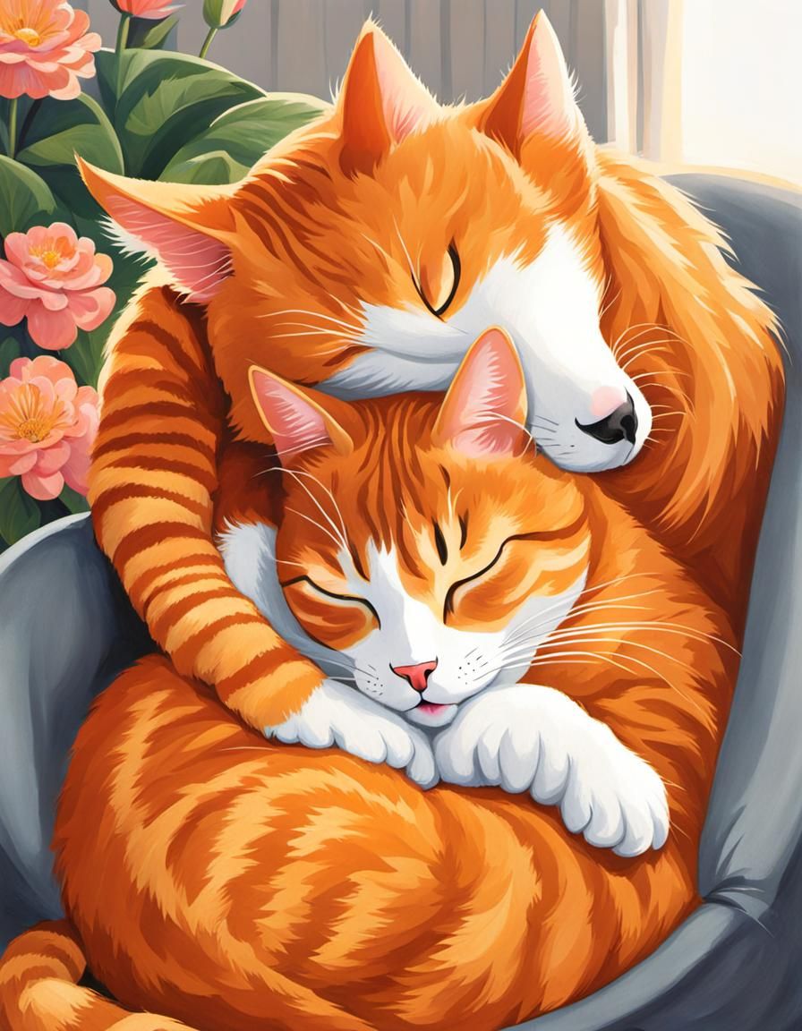 Orange Tabby Cat Napping on a Lap
