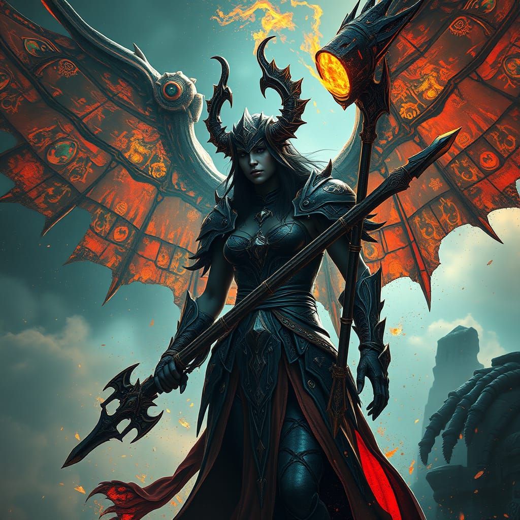 Epic Blackened Thrash Album Cover Art in Triadic Colors