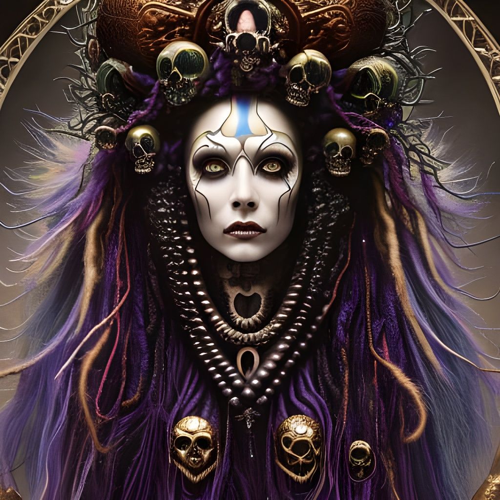 Iridescent Punk-Rock Medusa Skull in Cosmos