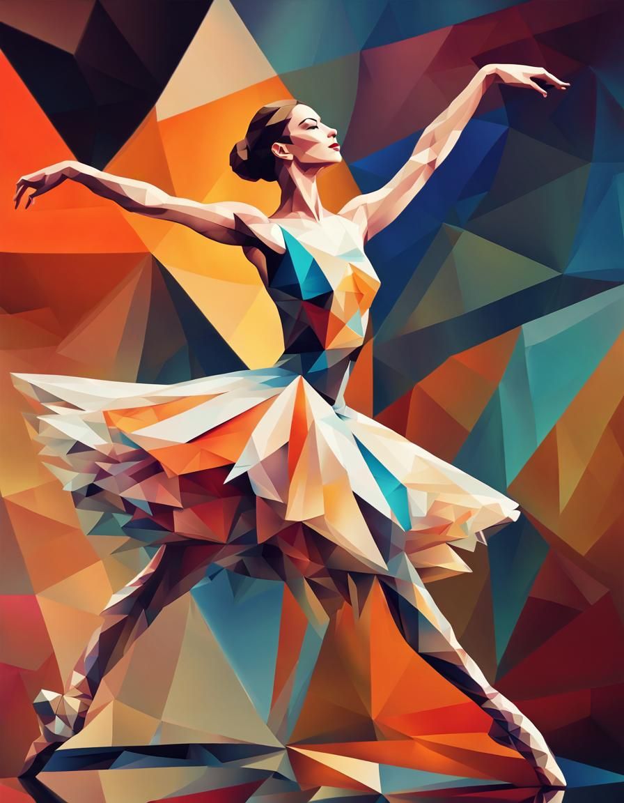Majestic Ballet Dancer in Geometric Suprematism Style