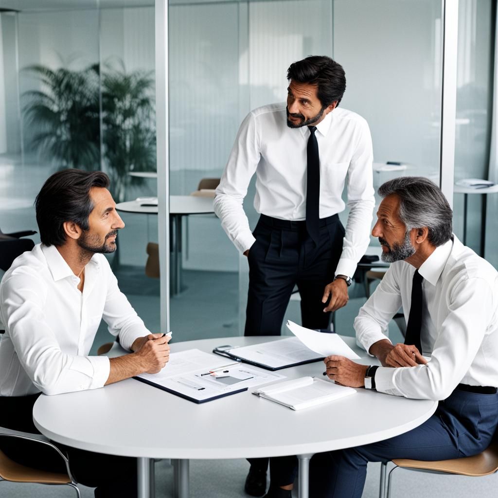 Italian Business Meeting in Modern Office Photograph