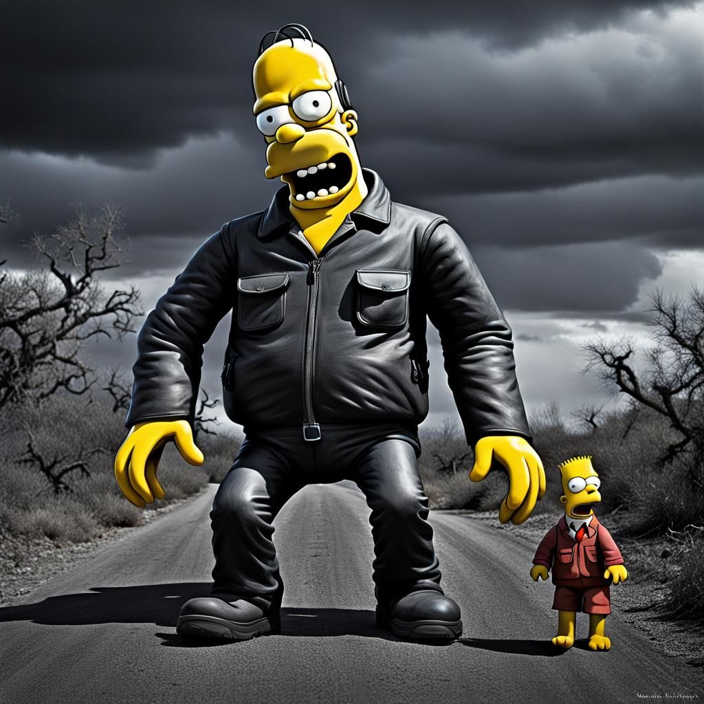 Giant Homer Simpson Terminator Muppet Wreaks Havoc