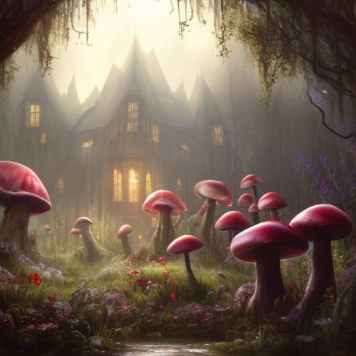 High Gothic Cottage in Dark Swamp