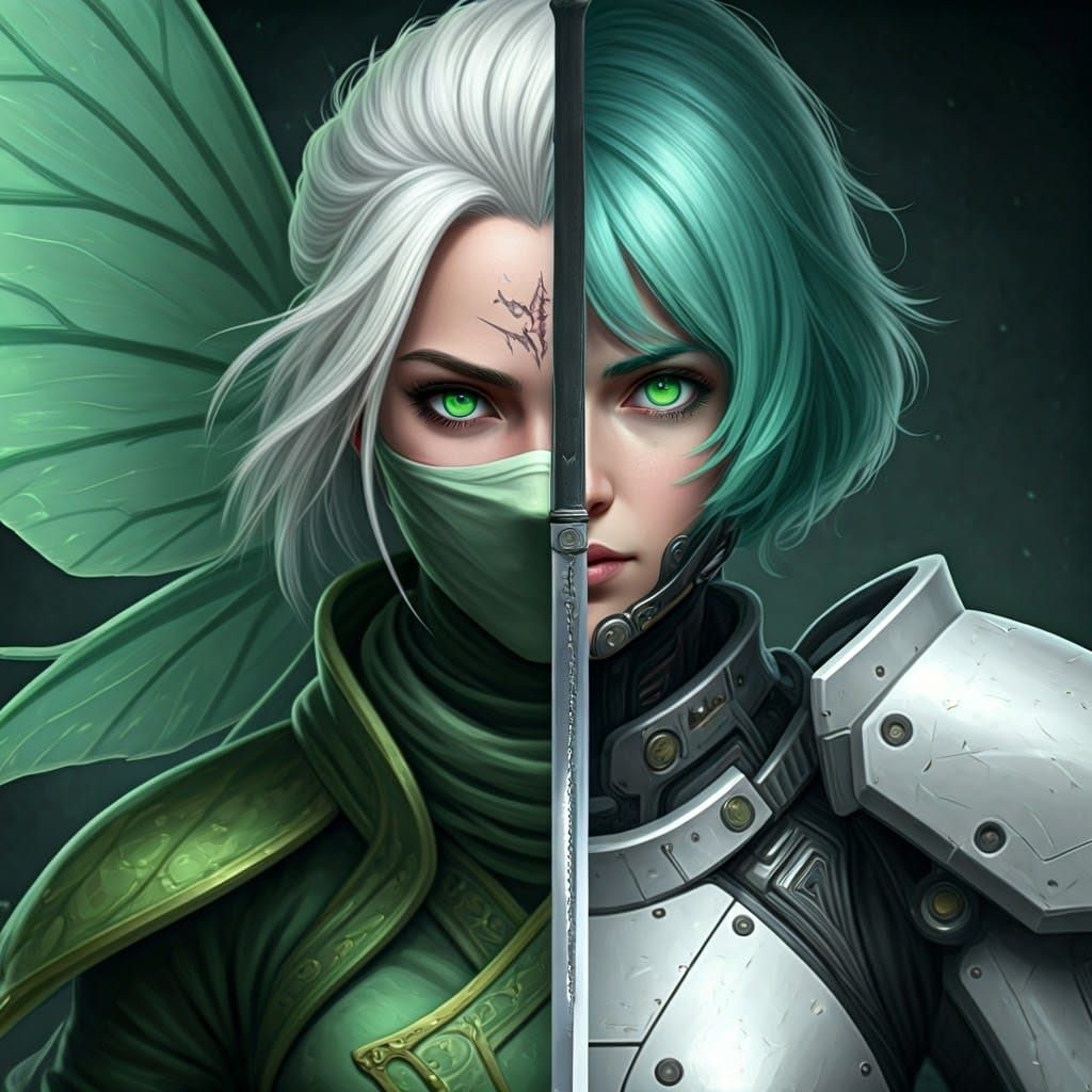 Ethereal Warrior Split by a Glinting Metal Sword