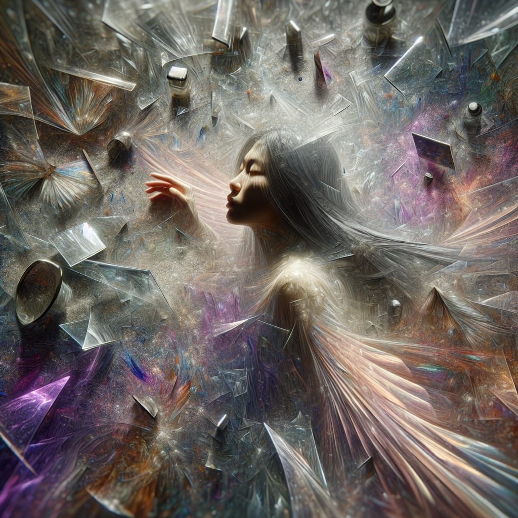 Ethereal Asian Guardian Angel in Surrealist Style