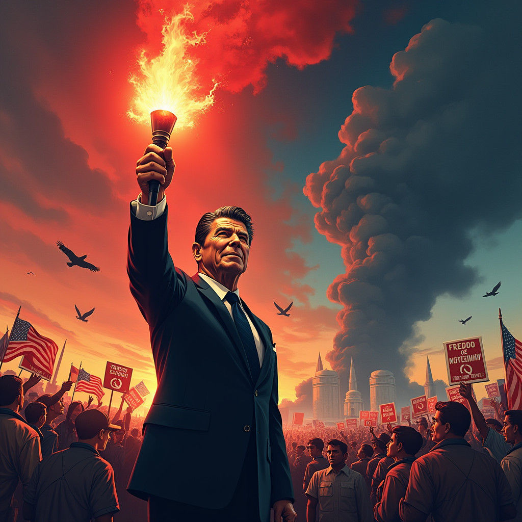 Ronald Reagan: 1980s Propaganda Poster of Freedom