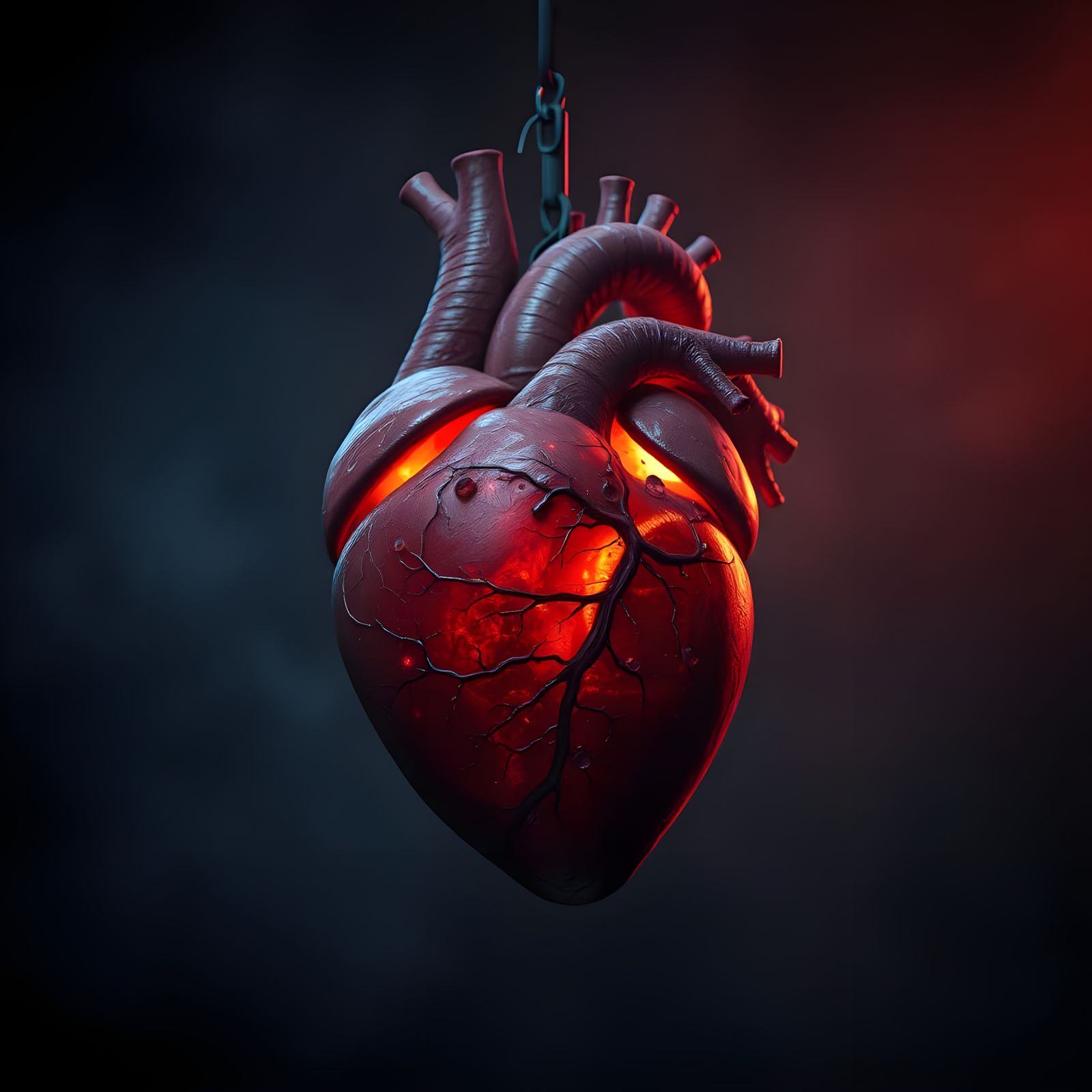 Detailed Heart Illustration in Eerie Lighting