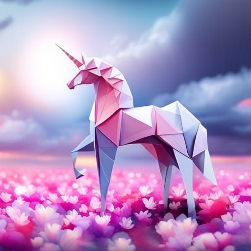 Origami Unicorn Papercraft in Soft Focus