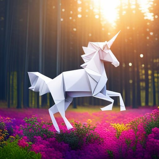 Origami Unicorn Papercraft in 8K Resolution