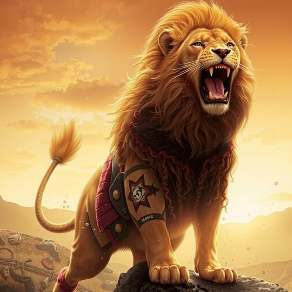 Majestic Lion Splash Art in Vibrant Digital Style