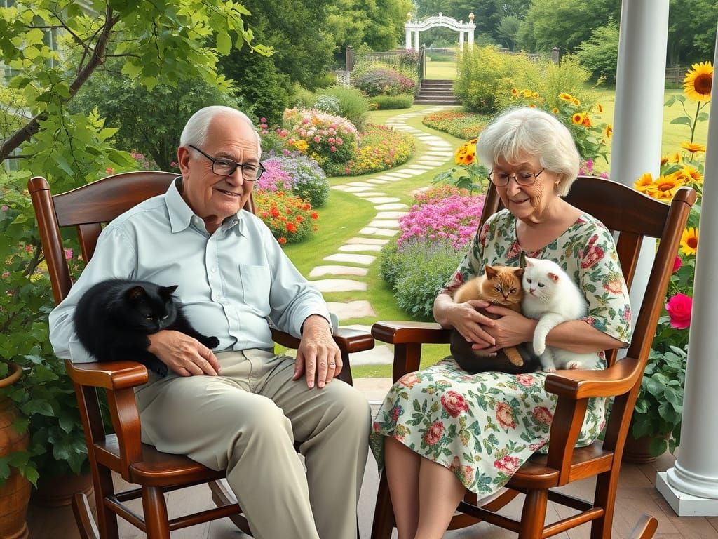 Golden Years Garden Serenity in Impressionist Style