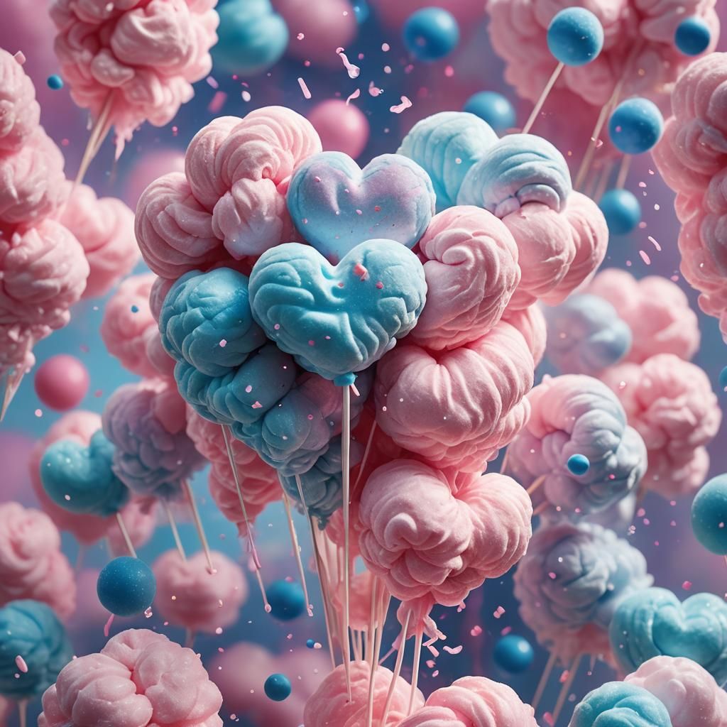 Giant Cotton Candy Heart with Sparkles