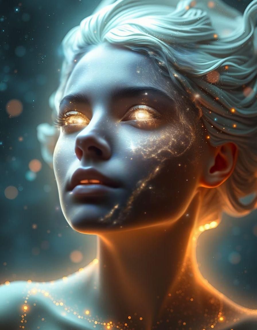 Celestial Woman Formed from Constellations in Space