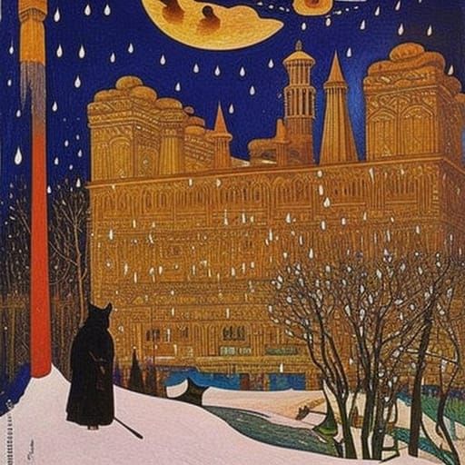 Babylon in Winter: A Bilibin and Dix Inspired Scene
