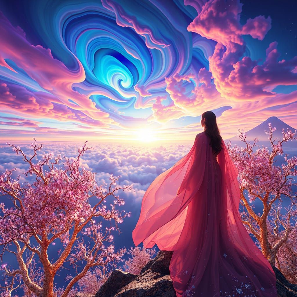 Ethereal Being in Dreamlike Landscape