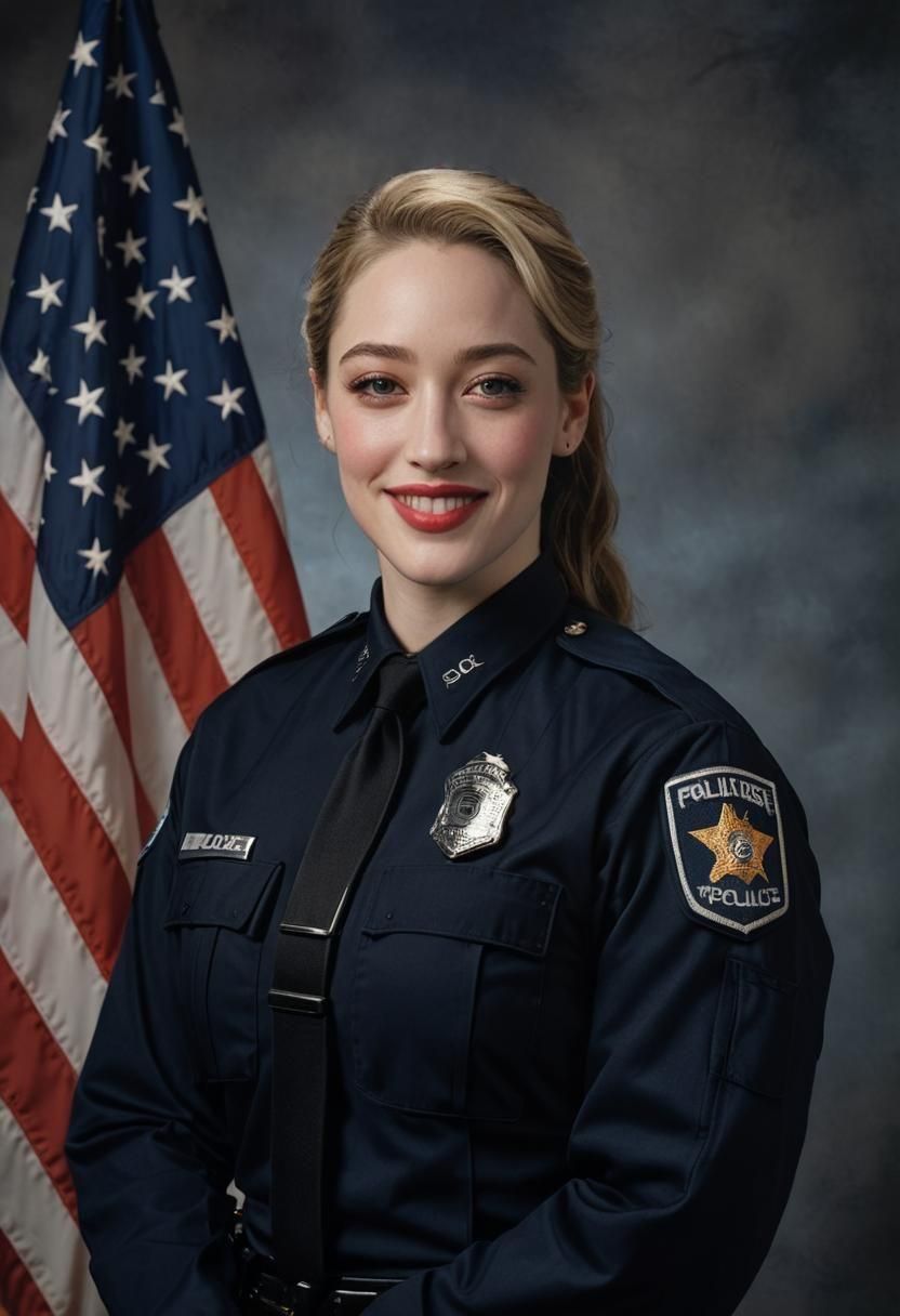 Young Woman in Police Uniform Portrait
