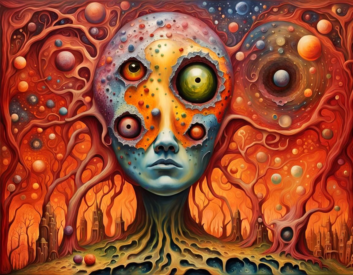 Vivid Acrylic Pour Art in Earth-Flame Colors