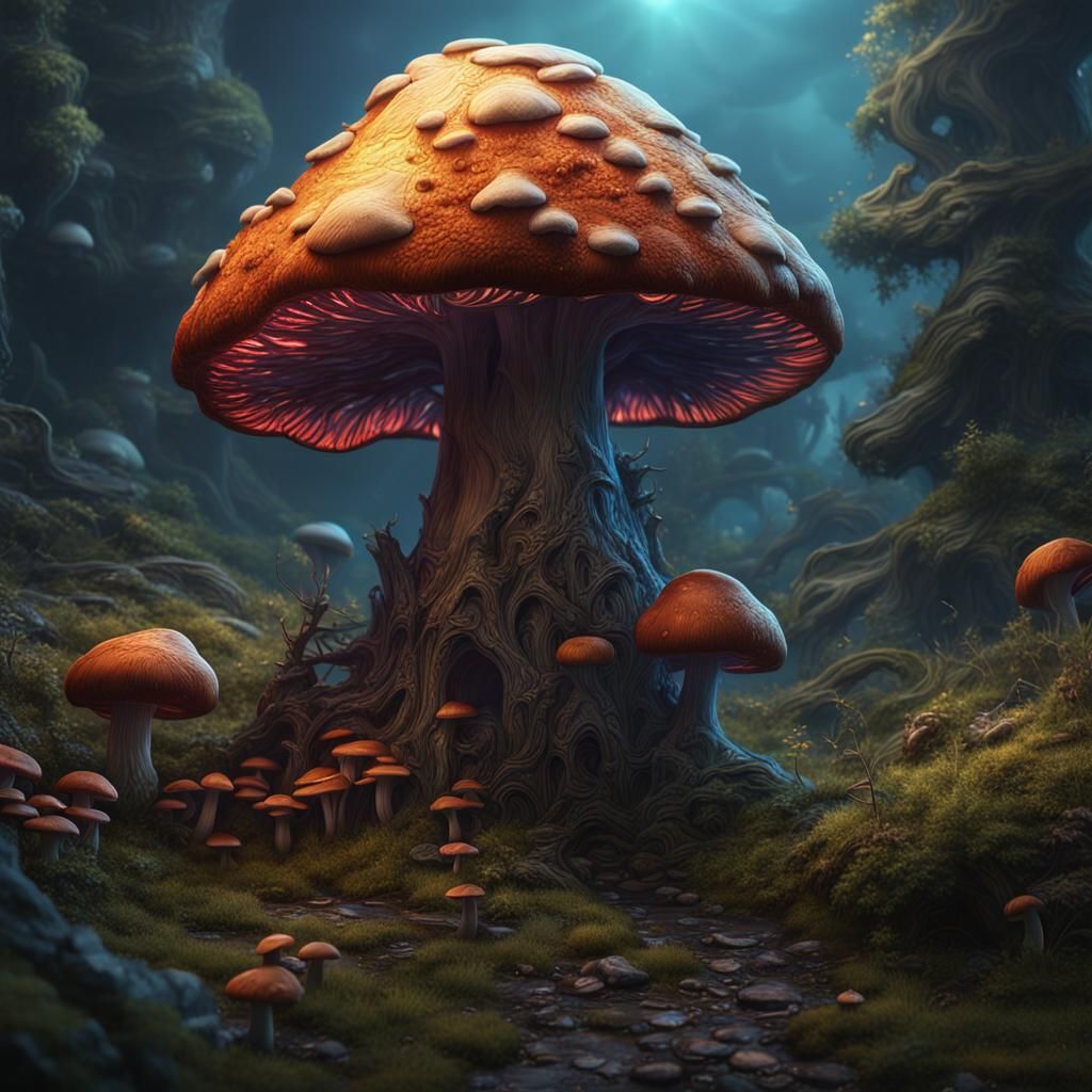 Fantastical Mushroom Concept Art in Deep Color