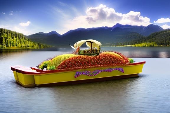 Flower Boat Parade on Mountain Lake