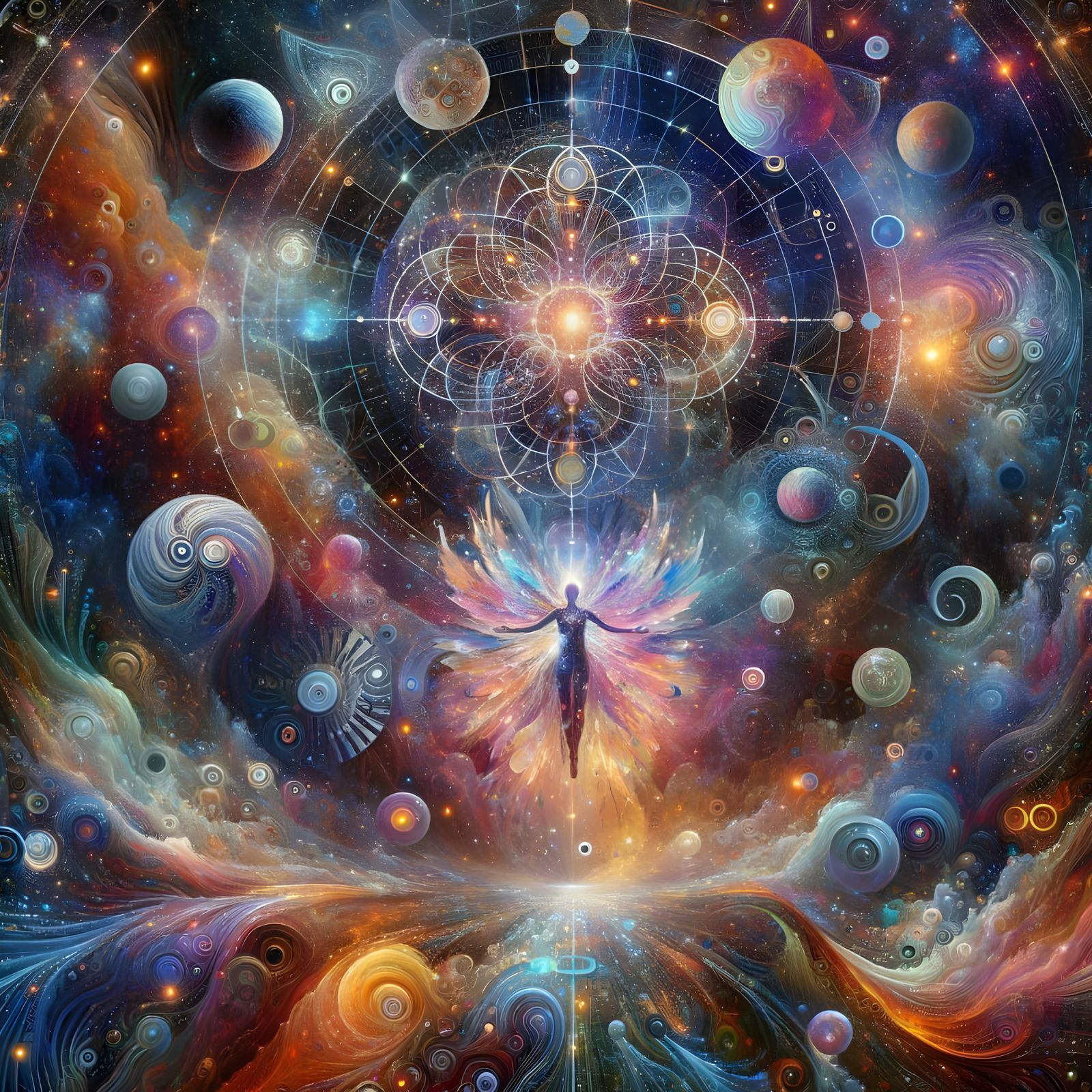 Holographic Astral Cosmic Illustration in Visionary Art Styl...