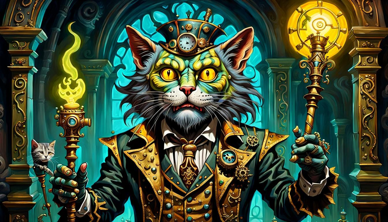 Baroque Surrealism Masterpiece: Ghoulish Jester Entertains a...