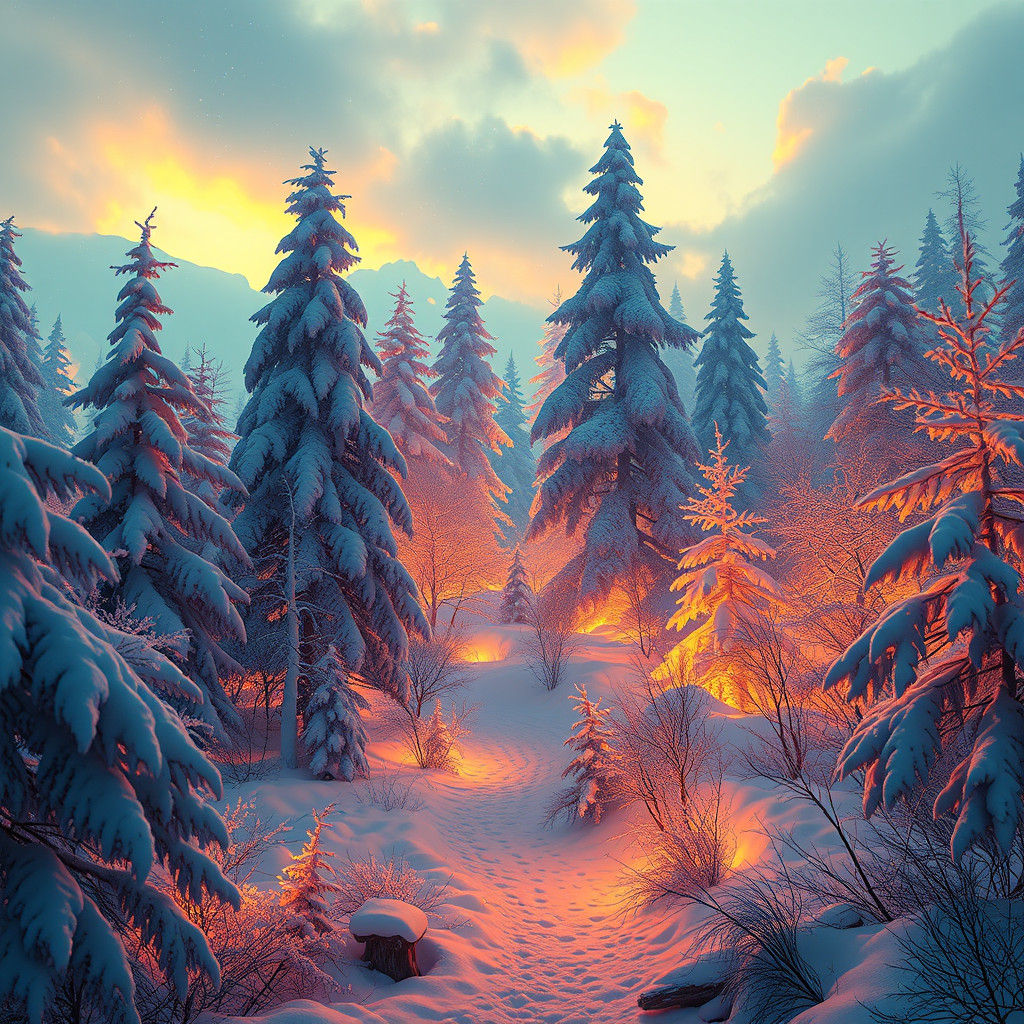 Enchanting Winter Wonderland Digital Painting