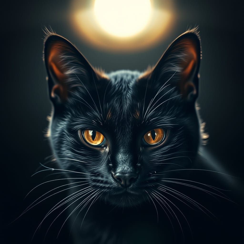 Dramatic Black Feline Figure in Moody HDR