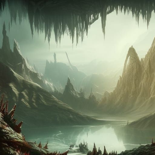 Valley of Bones: White Wolves in a Detailed Matte Painting