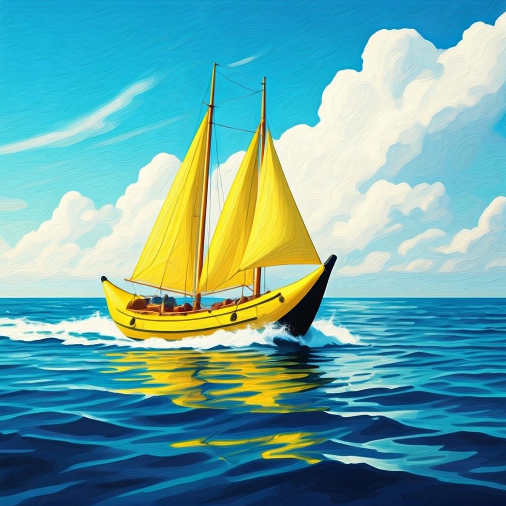 Banana Boat Sailing in Bold, Vivid Colors