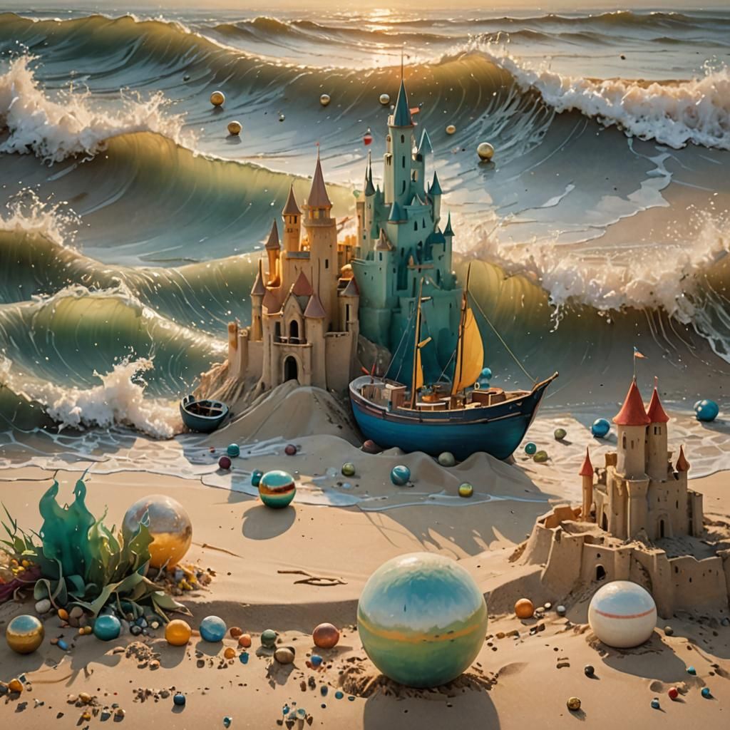 Vast Sandcastle on the Beach in Rothko Style