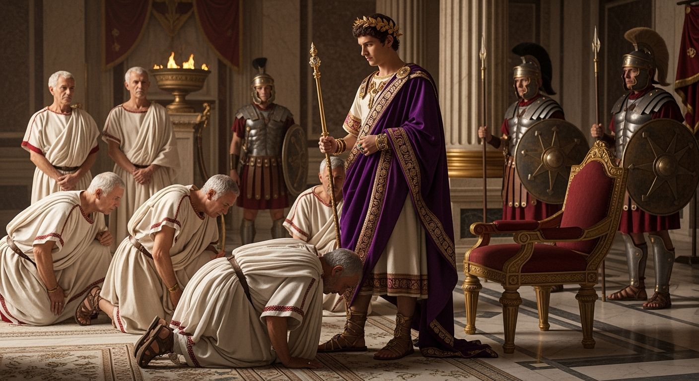 Emperor Nero Receives Homage in Imperial Palace