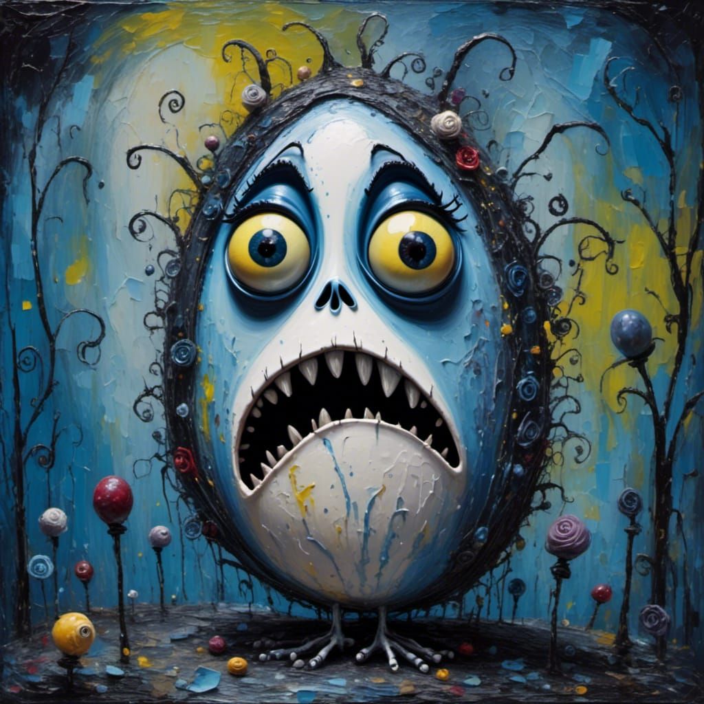 Angry Egg in Burton Corpse Bride Style