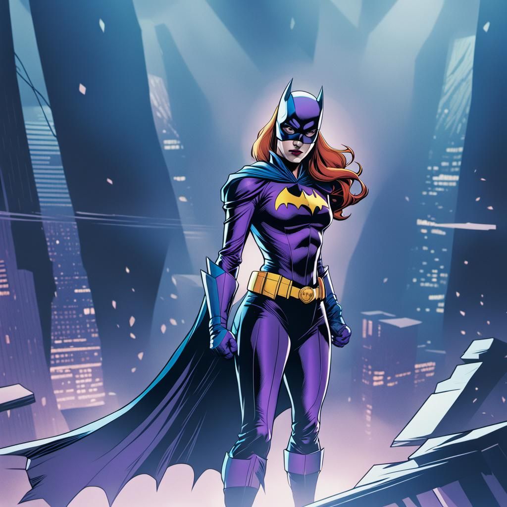 DC Comics Style Portrait of Determined Batgirl Barbara Gordo...