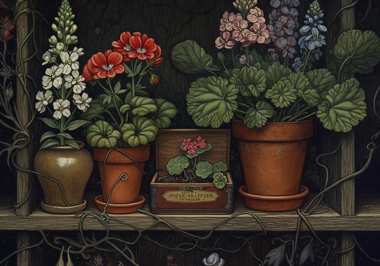 Mother's Flower Shelf: A Detailed Illustration