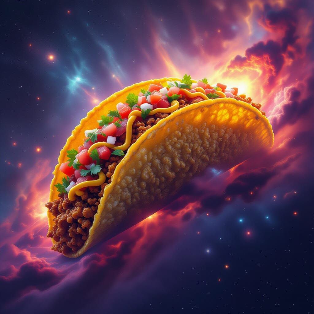Cosmic Taco Nebula in Vibrant Digital Art
