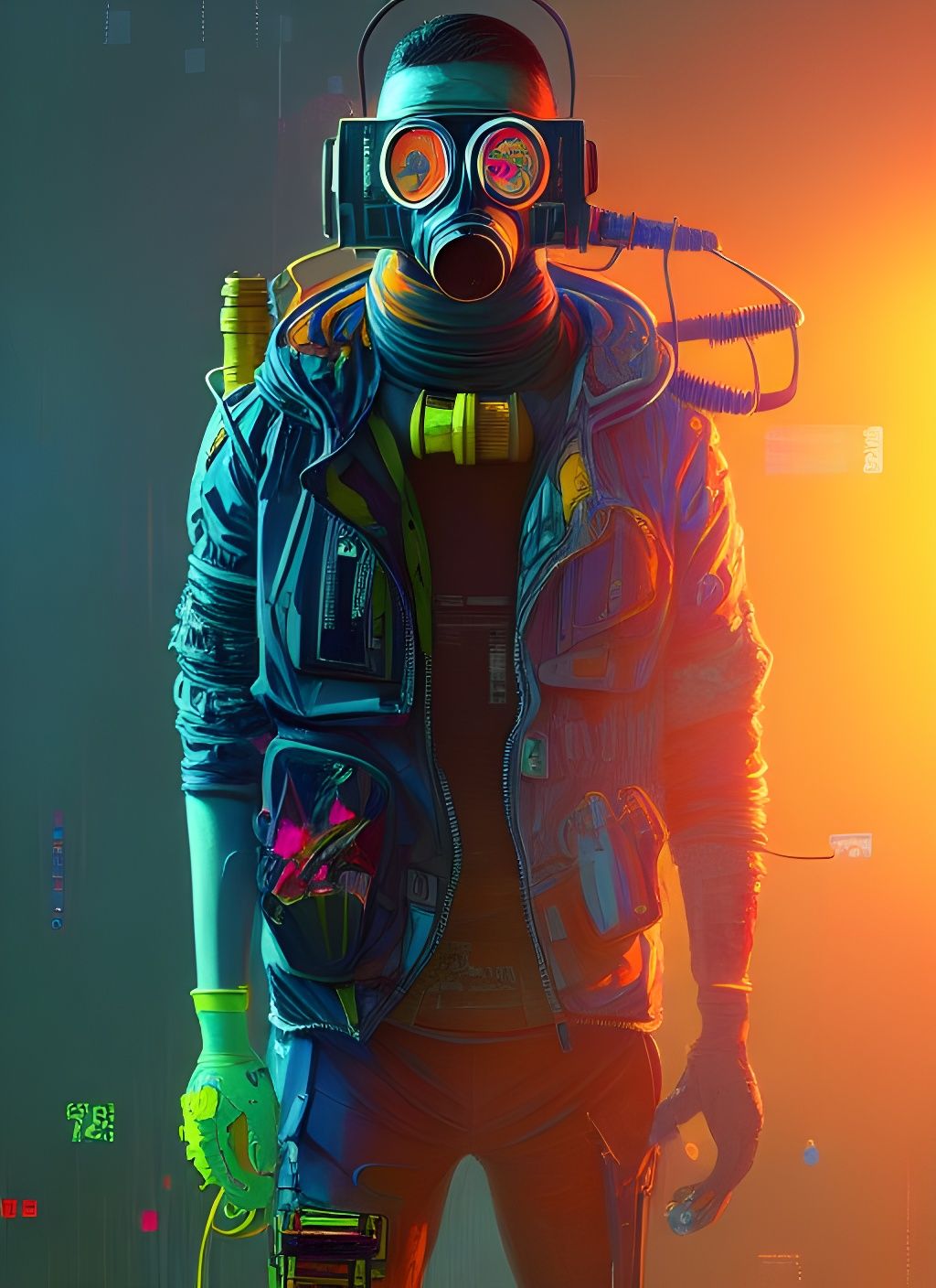 Hyperdetailed Cyberpunk Gas Mask Illustration